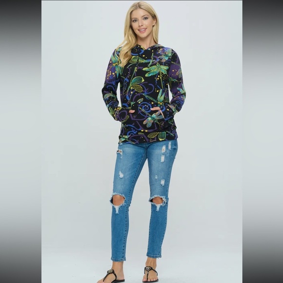New nwt LA SOUL Dragonfly Print Hoodie - Black and Green ALL SIZES - Picture 3 of 4